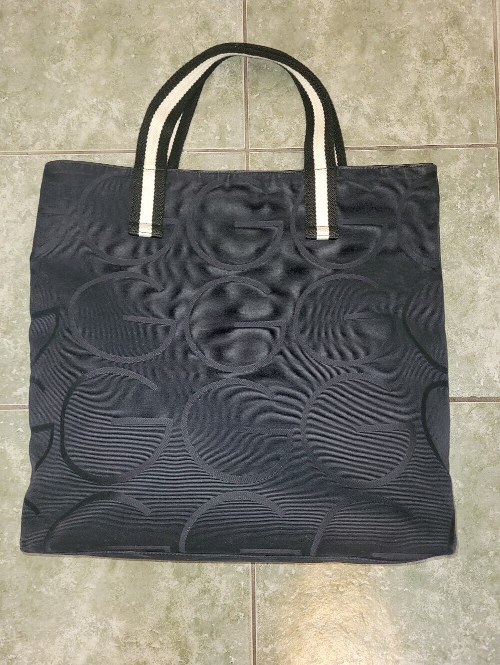 Vintage Authentic Gucci G-logo Canvas Tote Bag Large w/ CoA